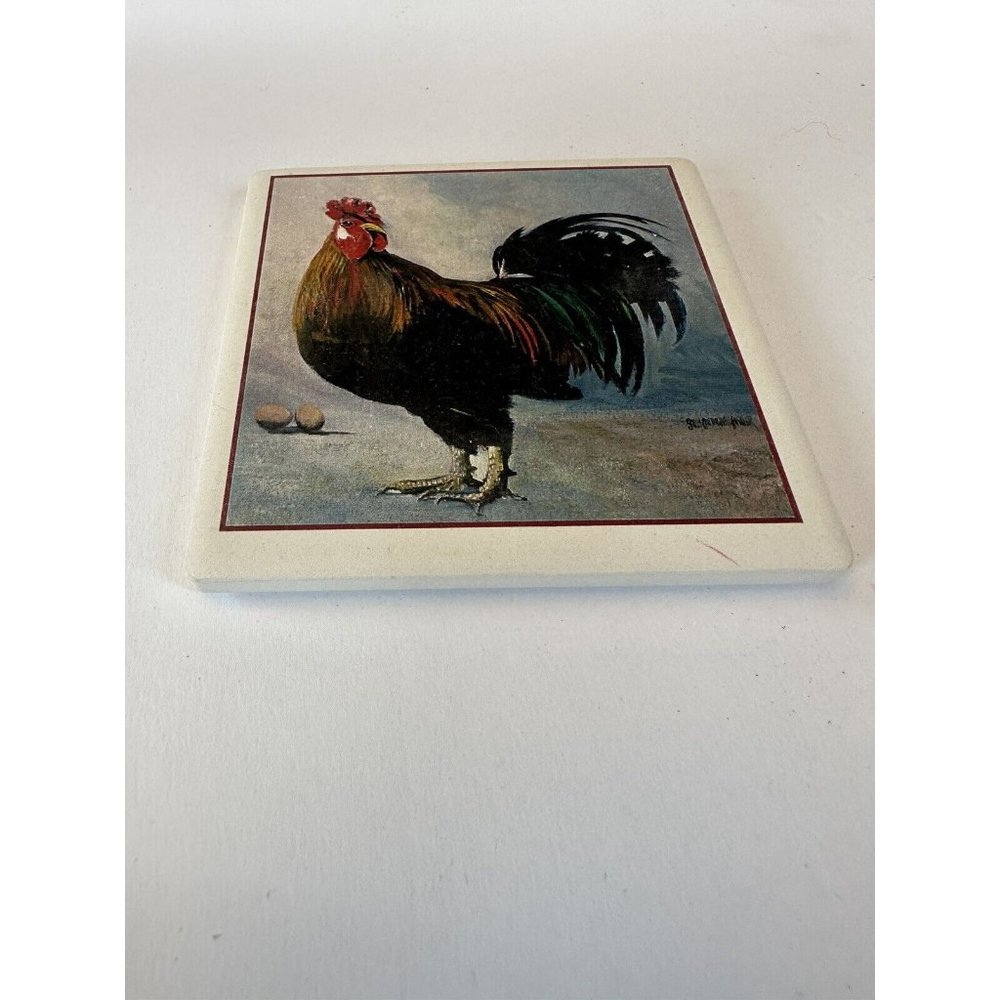 ABSORBASTONE LOT (4) Stone with Rooster Cork Backed Coasters
